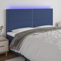 Cabeceira de Cama C/ Luzes LED Tecido 200x5x118/128 cm Azul