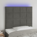 Cabeceira de Cama C/ LED Veludo 90x5x118/128 cm Cinza-escuro