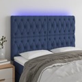 Cabeceira de Cama C/ Luzes LED Tecido 144x7x118/128 cm Azul