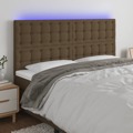 Cabeceira de Cama C/ LED Tecido 200x5x118/128 cm Castanho