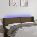 Cabeceira de Cama C/ Luzes LED Tecido 147x16x78/88 cm Castanho