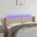 Cabeceira Cama LED Couro Artificial 147x16x78/88 cm Cappuccino