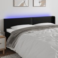 Cabeceira de Cama C/ LED Couro Artificial 183x16x78/88 cm Preto