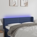 Cabeceira de Cama C/ Luzes LED Tecido 147x16x78/88 cm Azul