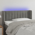 Cabeceira de Cama C/ Luzes LED Veludo 93x16x78/88cm Cinza-claro