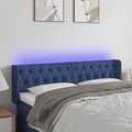 Cabeceira de Cama C/ Luzes LED Tecido 147x16x78/88 cm Azul