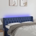 Cabeceira de Cama C/ Luzes LED Tecido 163x16x78/88 cm Azul