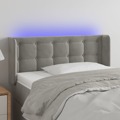 Cabeceira Cama C/ Luzes LED Veludo 103x16x78/88 cm Cinza-claro