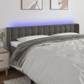 Cabeceira Cama C/ Luzes LED Veludo 183x16x78/88cm Cinza-escuro