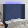 Cabeceira de Cama C/ Luzes LED Tecido 93x16x118/128 cm Azul