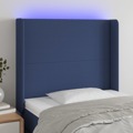 Cabeceira de Cama C/ Luzes LED Tecido 103x16x118/128 cm Azul