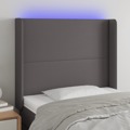 Cabeceira Cama C/ LED 93x16x118/128cm Couro Artificial Cinzento