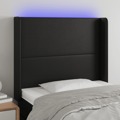 Cabeceira Cama C/ LED Couro Artificial 103x16x118/128 cm Preto