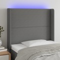 Cabeceira de Cama C/ LED Tecido 103x16x118/128 cm Cinza-escuro