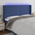 Cabeceira de Cama C/ Luzes LED Tecido 183x16x118/128 cm Azul