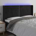 Cabeceira de Cama C/ Luzes LED Veludo 183x16x118/128 cm Preto