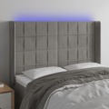 Cabeceira Cama C/ Luzes LED Veludo 147x16x118/128cm Cinza-claro