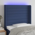 Cabeceira de Cama C/ Luzes LED Tecido 83x16x118/128 cm Azul