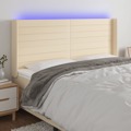 Cabeceira Cama C/ Luzes LED Tecido 183x16x118/128 cm Cor Creme