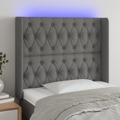 Cabeceira de Cama C/ LED Tecido 93x16x118/128 cm Cinza-escuro