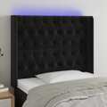 Cabeceira de Cama C/ Luzes LED Veludo 93x16x118/128 cm Preto