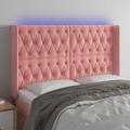 Cabeceira de Cama C/ Luzes LED Veludo 163x16x118/128 cm Rosa