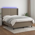 Cama Box Spring Colchão/led 140x190cm Tecido Cinza-acastanhado