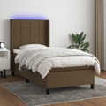 Cama Box Spring C/ Colchão/led 90x190 cm Tecido Castanho-escuro