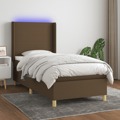 Cama Box Spring C/ Colchão/led 80x200cm Tecido Castanho-escuro