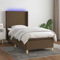 Cama Box Spring C/ Colchão/led 90x190 cm Tecido Castanho-escuro