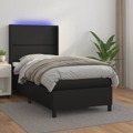 Cama Box Spring C/ Colchão/led 100x200cm Couro Artificial Preto