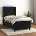 Cama Box Spring C/ Colchão/led 90x190 cm Veludo Preto