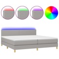 Cama Box Spring C/ Colchão e LED 200x200 cm Tecido Cinza-claro