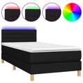 Cama Box Spring C/ Colchão e LED 90x190 cm Tecido Preto