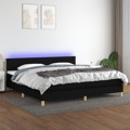 Cama Box Spring C/ Colchão e LED 200x200 cm Tecido Preto