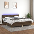 Cama Box Spring C/ Colchão/led 160x200cm Tecido Castanho-escuro