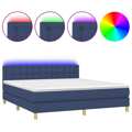 Cama Box Spring C/ Colchão e LED 160x200 cm Tecido Azul