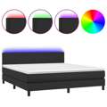 Cama Box Spring C/ Colchão/led 160x200cm Couro Artificial Preto