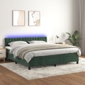 Cama Box Spring C/ Colchão/led 160x200 cm Veludo Verde-escuro