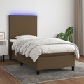 Cama Box Spring C/ Colchão/led 90x190 cm Tecido Castanho-escuro