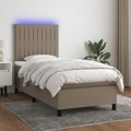 Cama Box Spring + Colchão/led 90x190cm Tecido Cinza-acastanhado