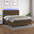 Cama Box Spring C/ Colchão/led 180x200cm Tecido Castanho-escuro