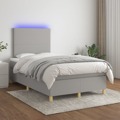 Cama Box Spring C/ Colchão e LED 120x200 cm Tecido Cinza-claro