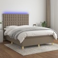 Cama Box Spring Colchão/led 140x200 cm Tecido Cinza-acastanhado