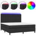 Cama Box Spring C/ Colchão/led 180x200cm Couro Artificial Preto