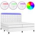 Cama Box Spring C/colchão/led 200x200cm Couro Artificial Branco