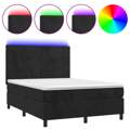 Cama Box Spring C/ Colchão/led 140x190 cm Veludo Preto