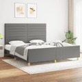 Estrutura de Cama 180x200 cm Tecido Cinzento-escuro