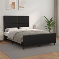 Estrutura Cama C/ Cabeceira 140x190 cm Couro Artificial Preto