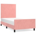 Estrutura de Cama C/ Cabeceira 90x190 cm Veludo Rosa